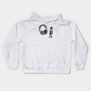 Black Headphones and Microphone Kids Hoodie